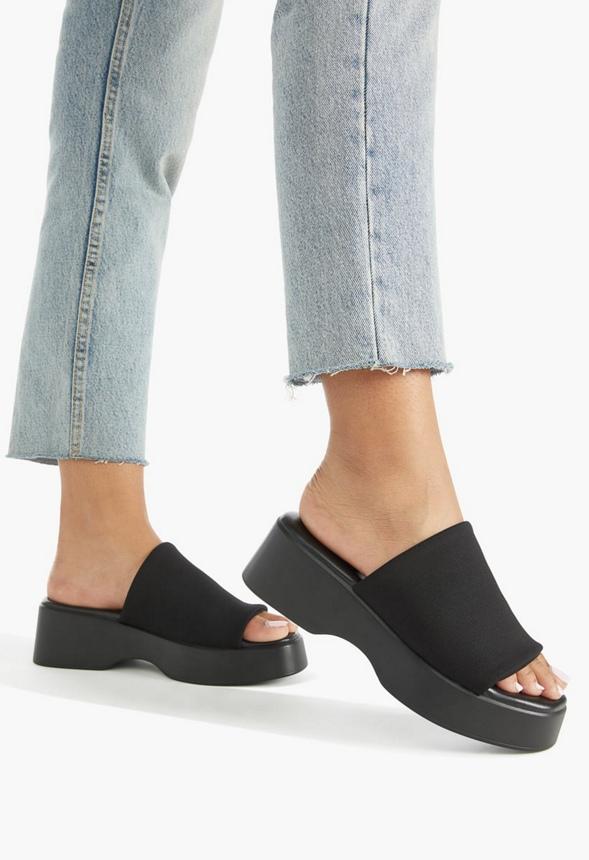 JustFab Margaux Platform Loafer Pump Womens Black/ White Size 8.5 Product Image