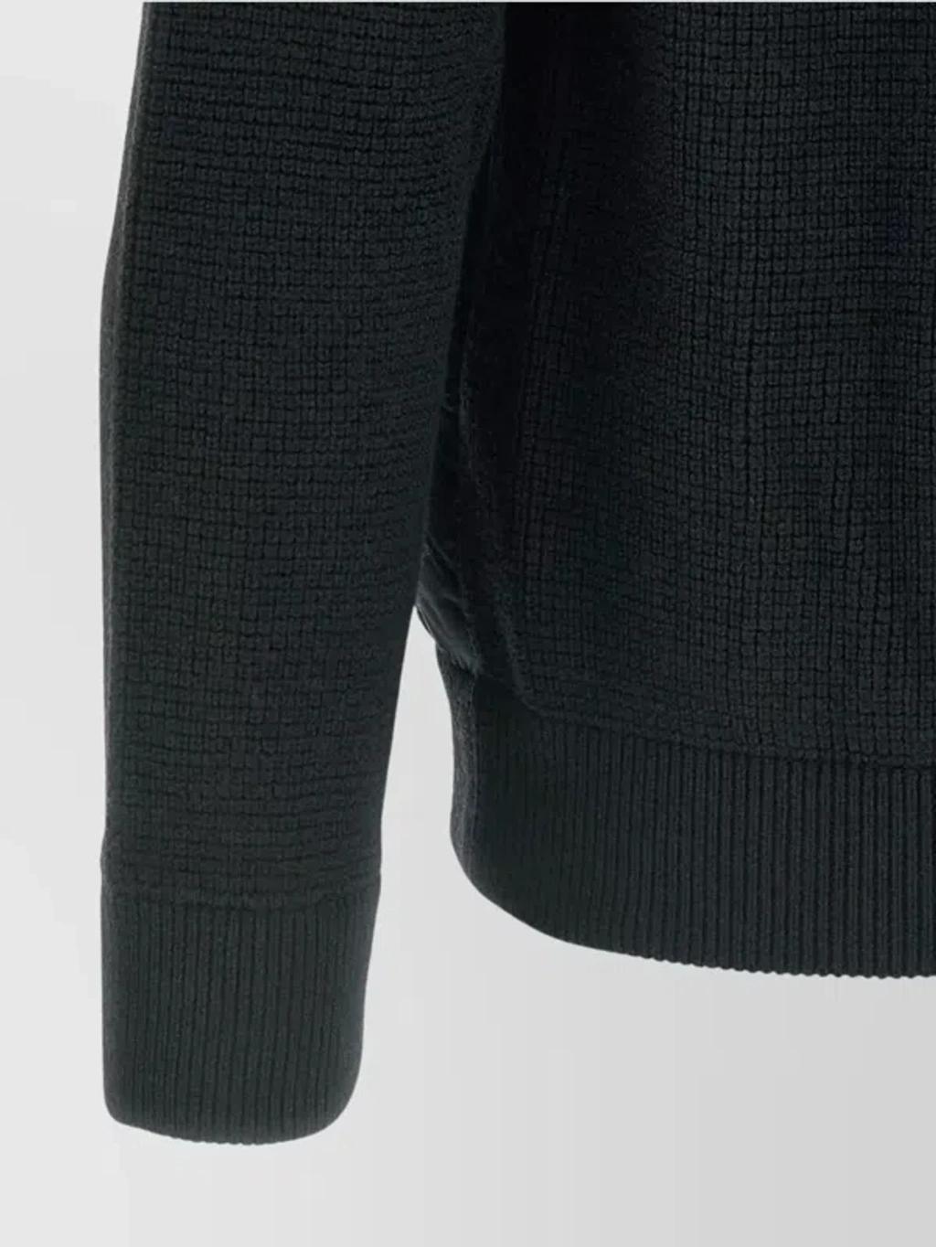 HERNO Padded Bomber Jacket With Wool Sleeves Clothing In Black Product Image