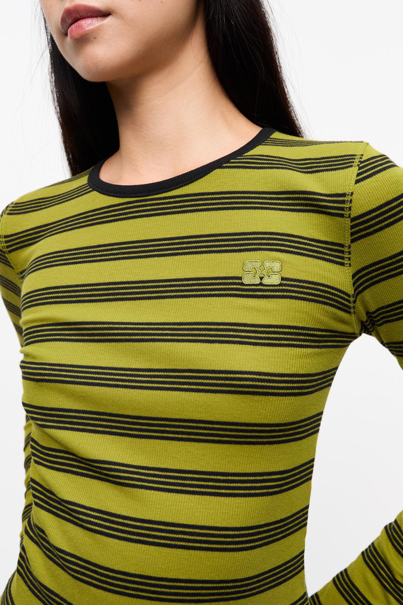 Striped Soft Cotton Rib Long Sleeve T-Shirt Product Image