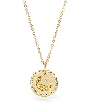 Womens Cable Collectibles Moon and Stars Necklace in 18K Yellow Gold with Pav Yellow Sapphires and Diamonds, 11mm Product Image