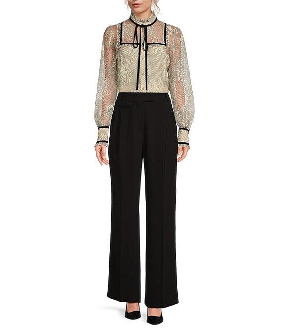 A Loves A Woven Suiting High Rise Coin Pocket Pleated Front Point Hem Pants Product Image