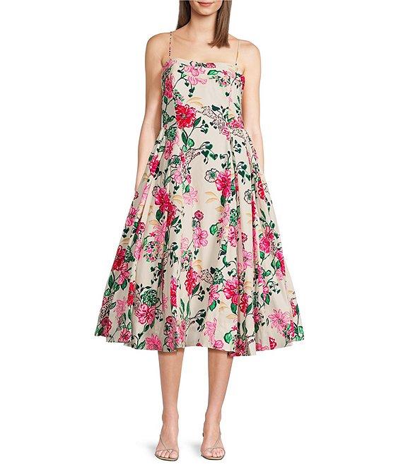 Lilly Pulitzer Lillyanna Cotton Poplin Printed Square Neck Sleeveless Midi Dress Product Image