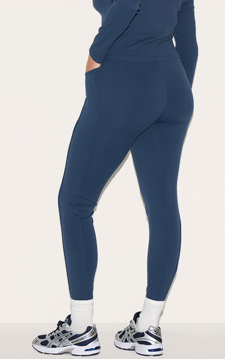 Midnight Blue Sculpt Side Pocket Gym Leggings Product Image
