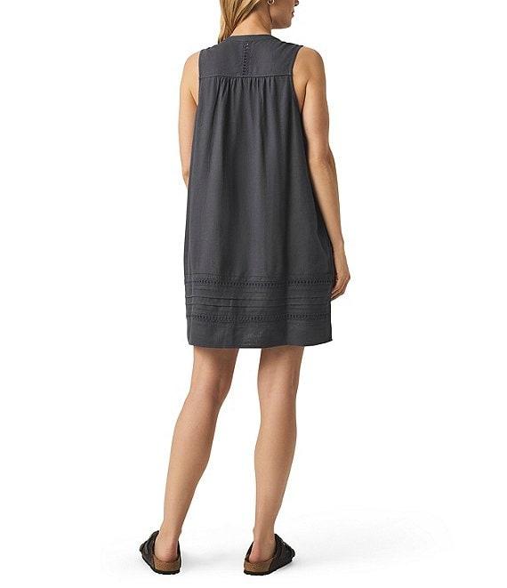 Splendid Catalina Woven Crochet Linen Blend V-Neck Sleeveless A-Line Mini Dress Product Image