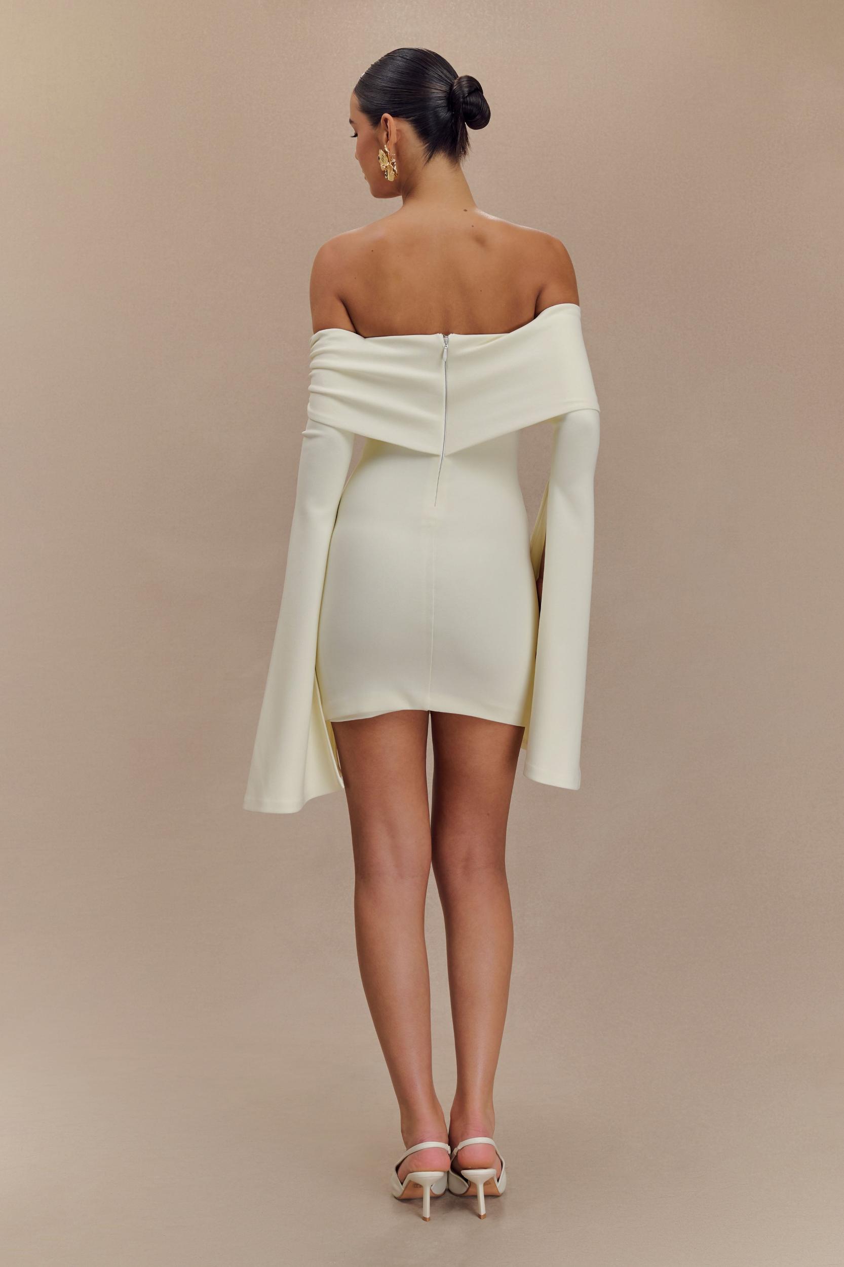 Dominique Off Shoulder Long Sleeve Mini Dress - Ivory Product Image
