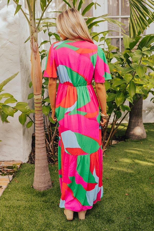 Sailboat Soiree Color Block Maxi in Hot Pink Product Image