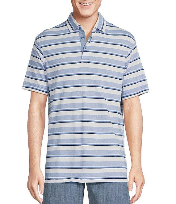 Blue Label Block Island Collection Multi-Striped Jersey Short Sleeve Polo Shirt Product Image