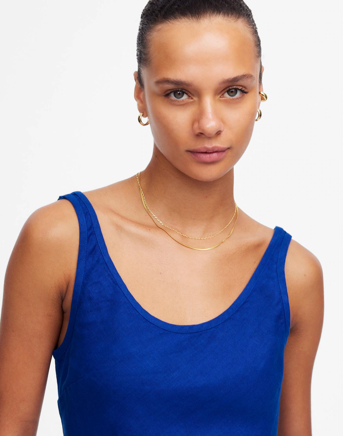 Scoopneck Sleeveless Midi Dress in 100% Linen Product Image