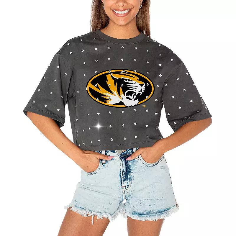 Women's Gameday Couture Gray Missouri Tigers Go Time Rhinestone Crop T-Shirt,  Product Image