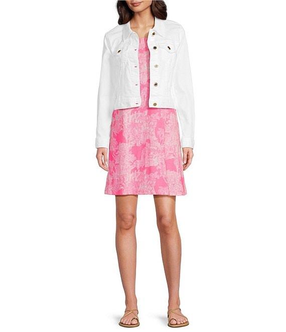 Lilly Pulitzer Seaspray Point Collar Long Sleeve Button Down Denim Jacket Product Image