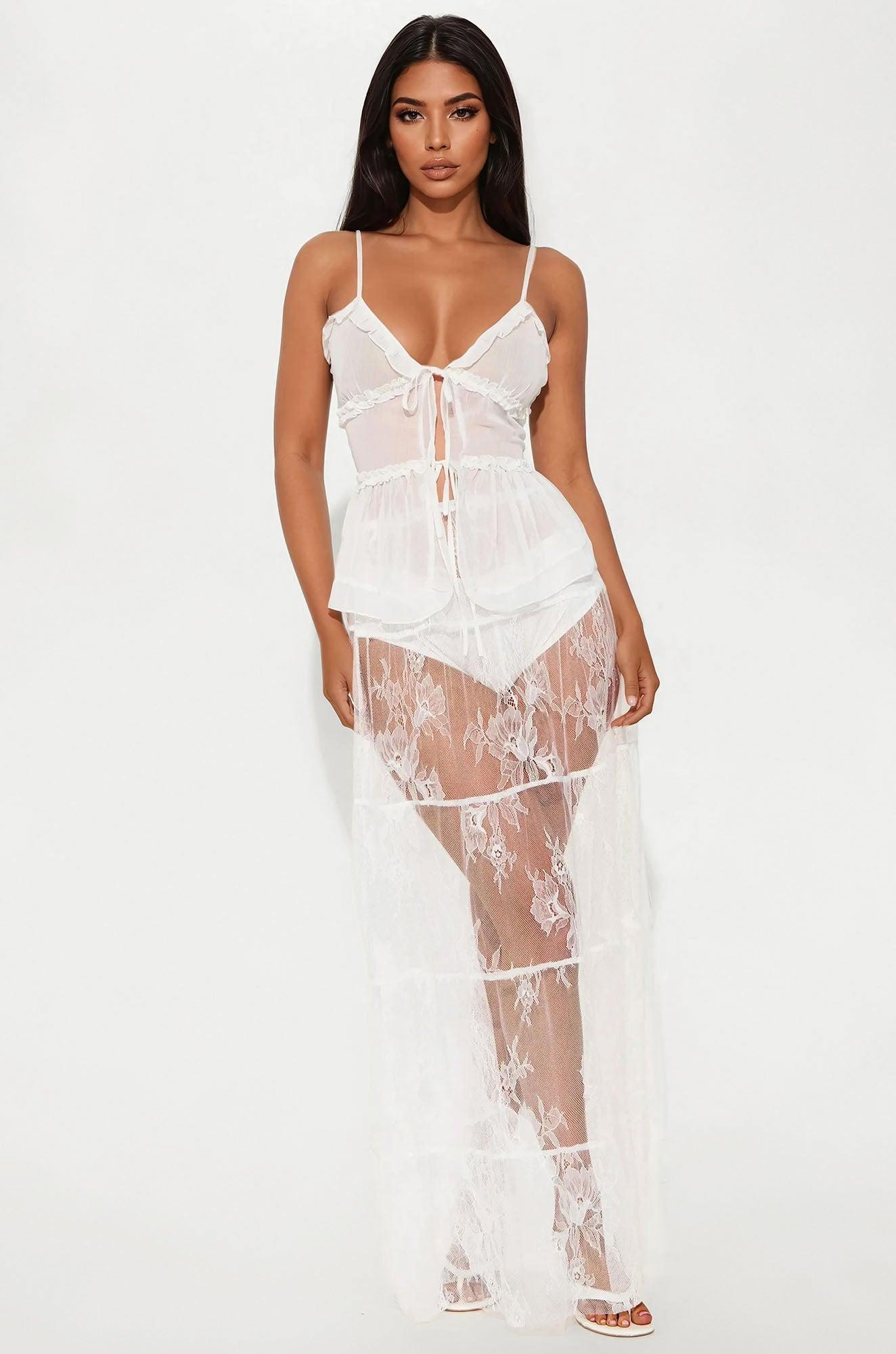 Better Together Chiffon Tie Front Top - White Female Product Image