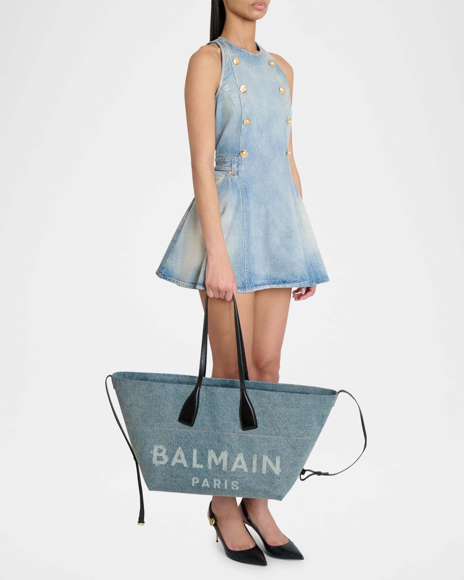 Track Shoulder Bag in Denim and Calfskin Leather Product Image