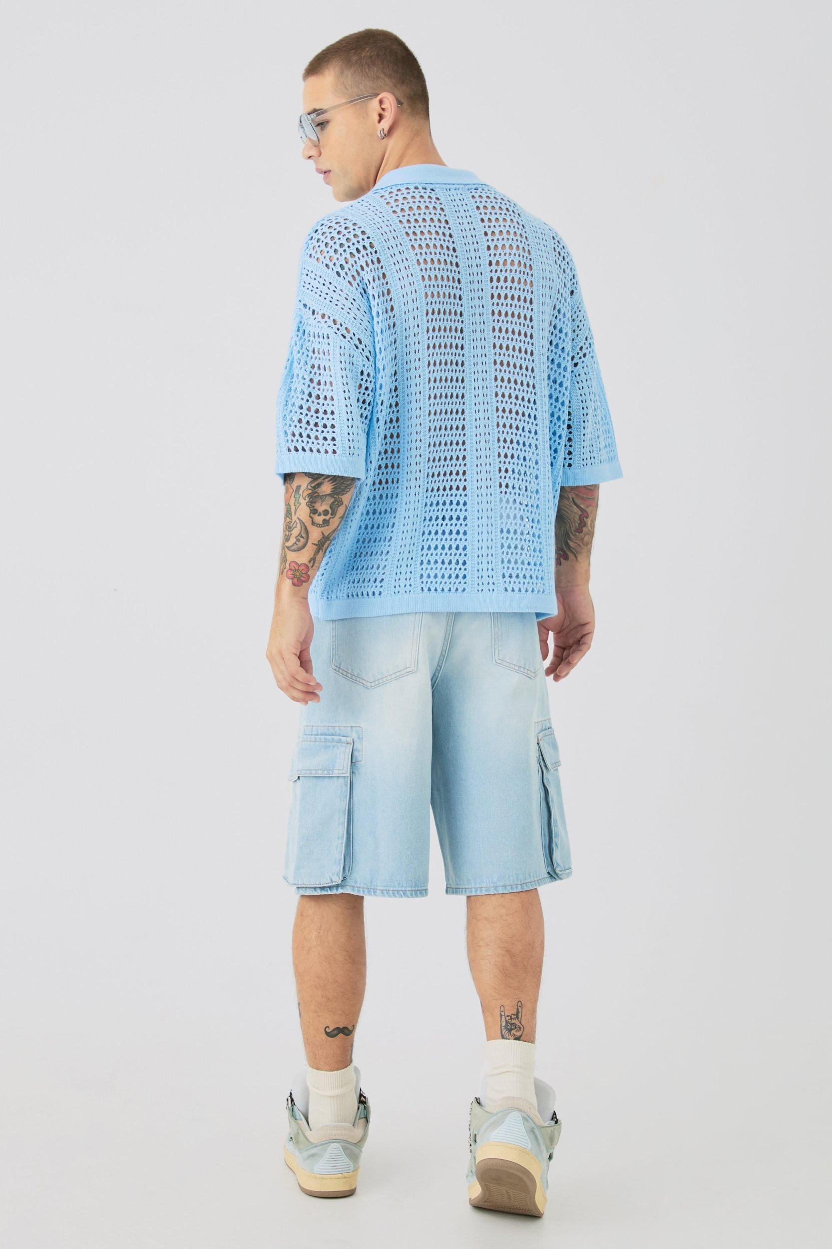 Regular Cargo Denim Jorts | boohooMAN USA Product Image