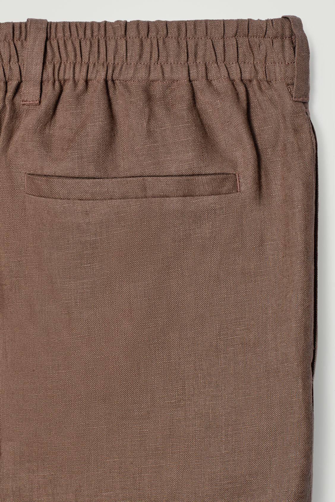 ELASTICATED LINEN STRAIGHT-LEG PANTS Product Image