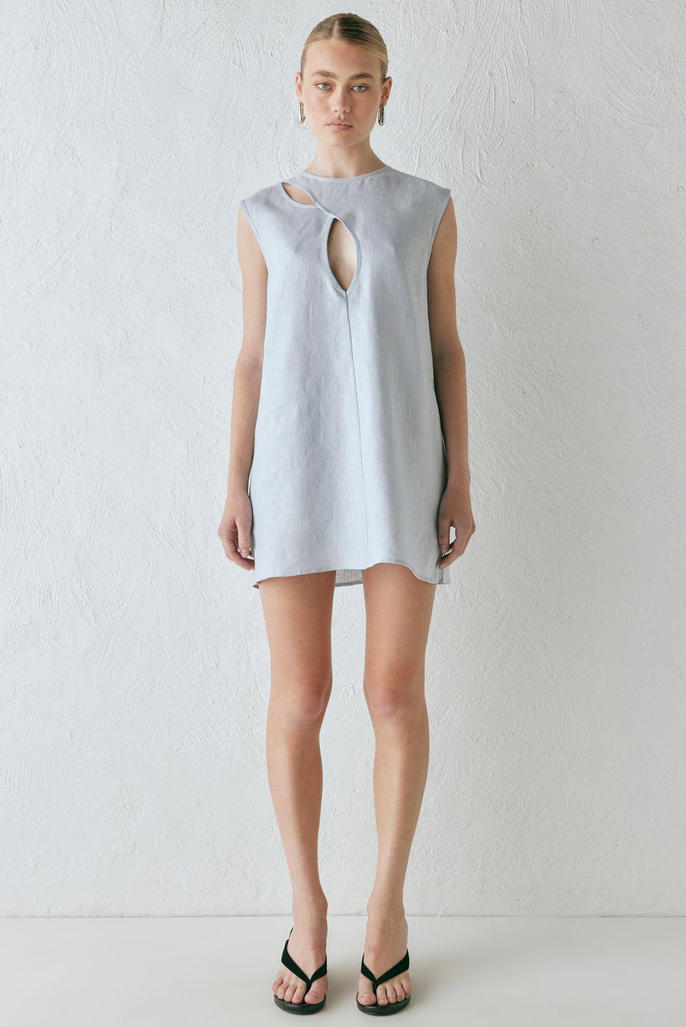 Yuri Linen Mini Dress Powder Product Image