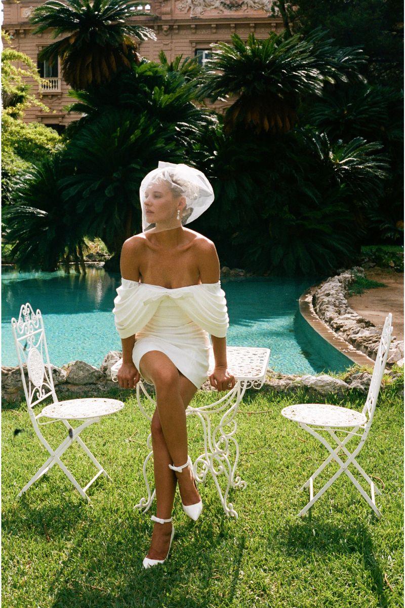 Kate Bow Dress (White) Product Image