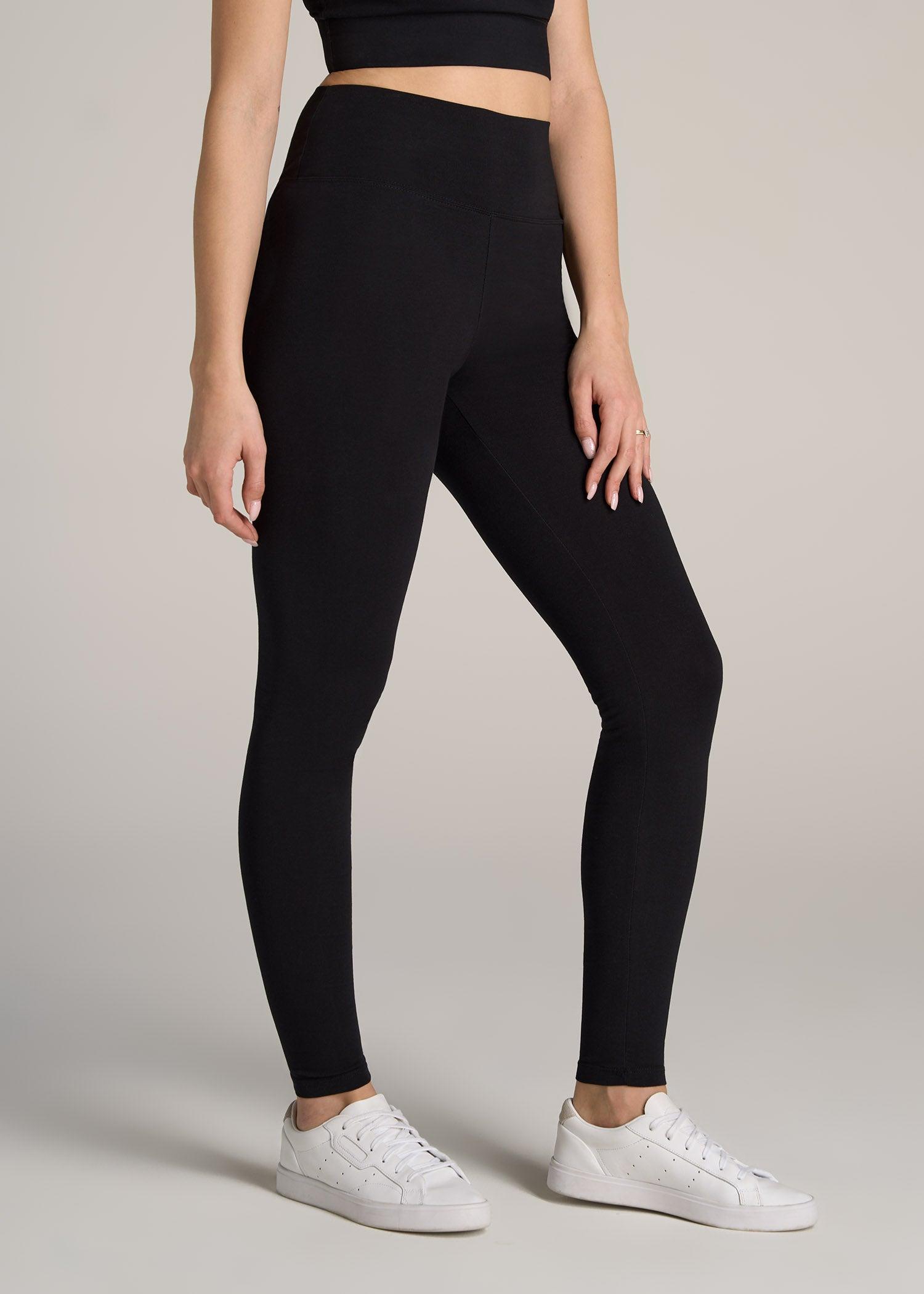 Cotton Leggings for Tall Women in Black Female Product Image