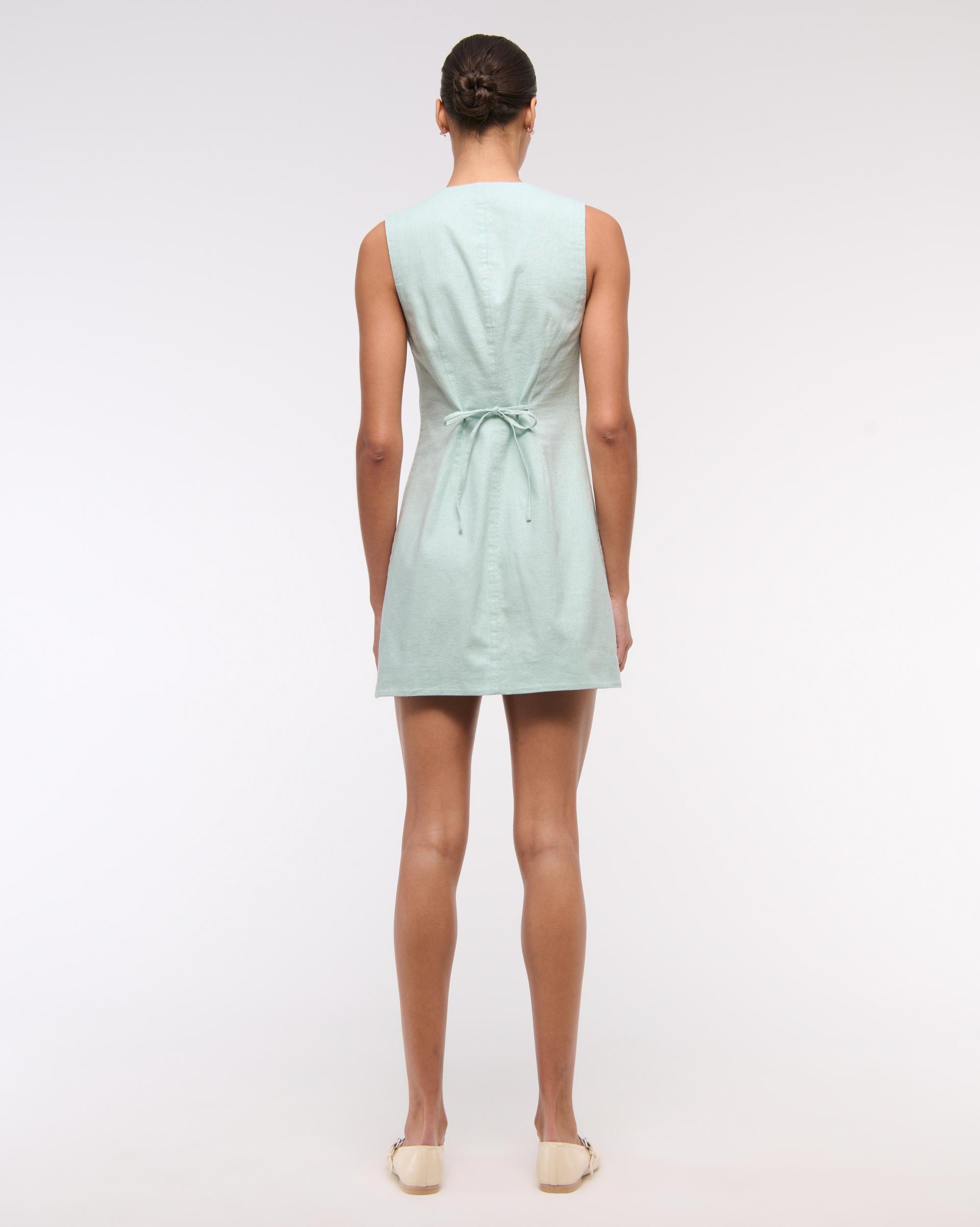 The A&F Mara Linen-Blend Mini Dress Product Image