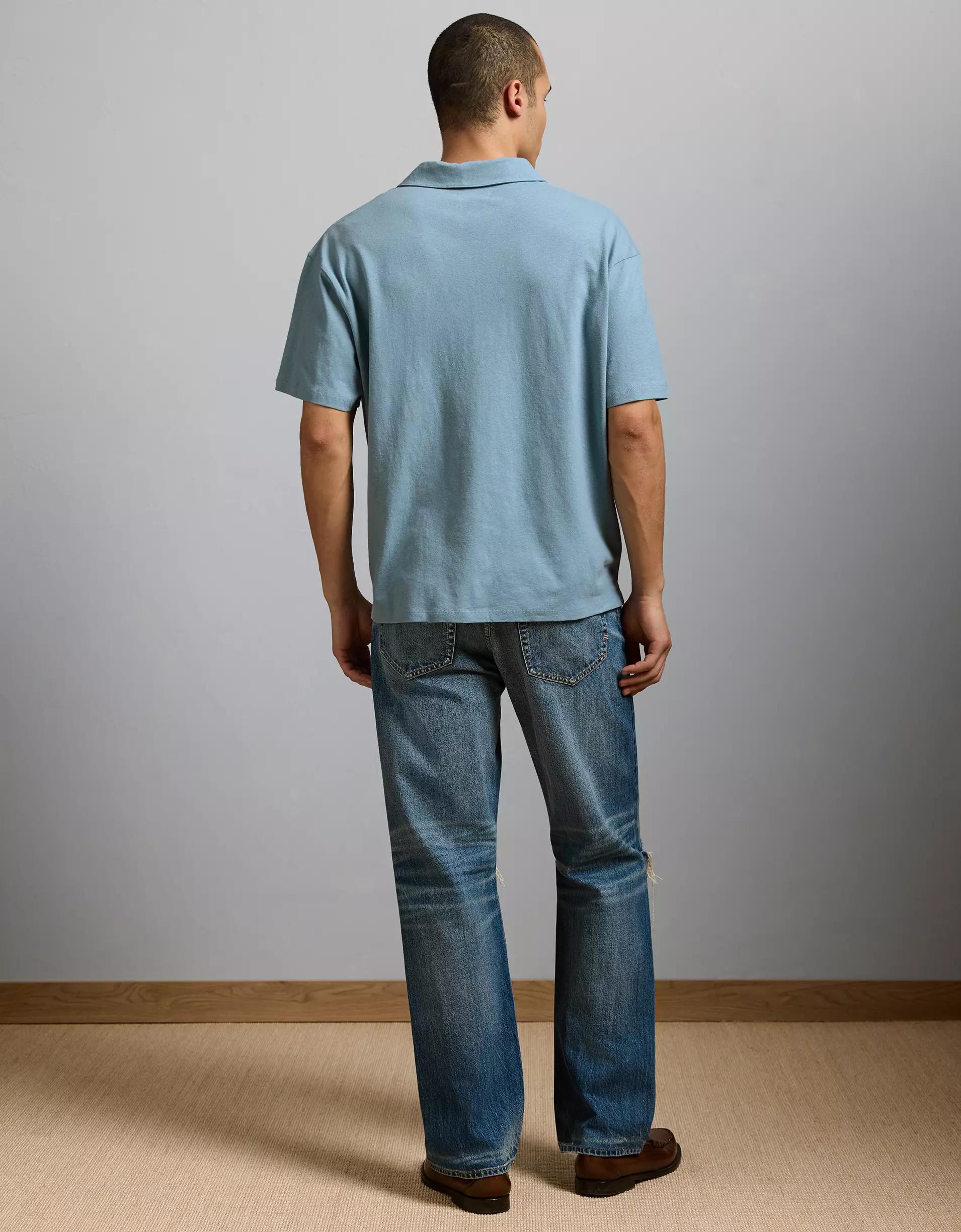 AE77 Premium Linen-Blend Polo Shirt Product Image