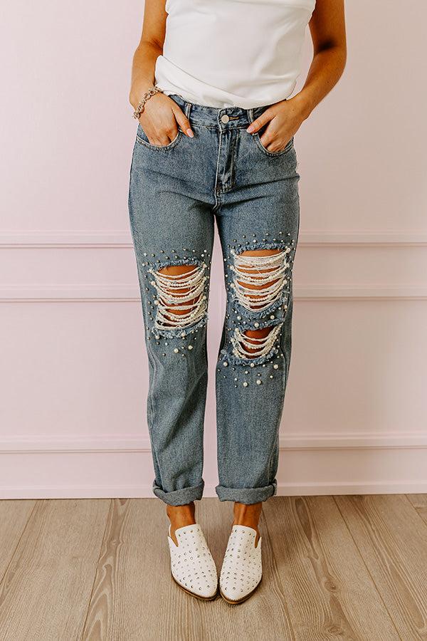 The Quinton High Waist Embellished Straight Leg Jean Product Image