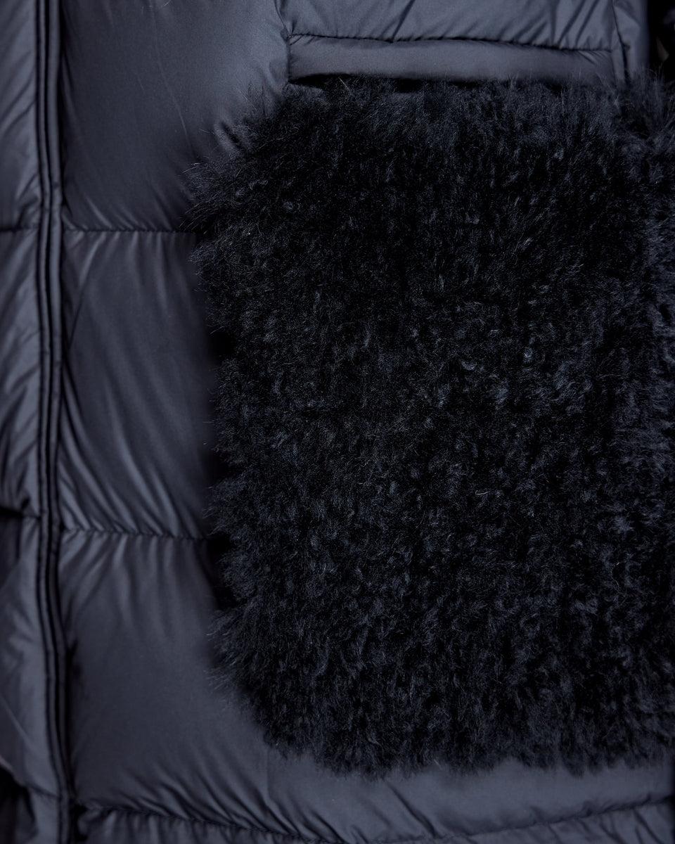 Nylon Down Filled Coat with Goat Trims Product Image