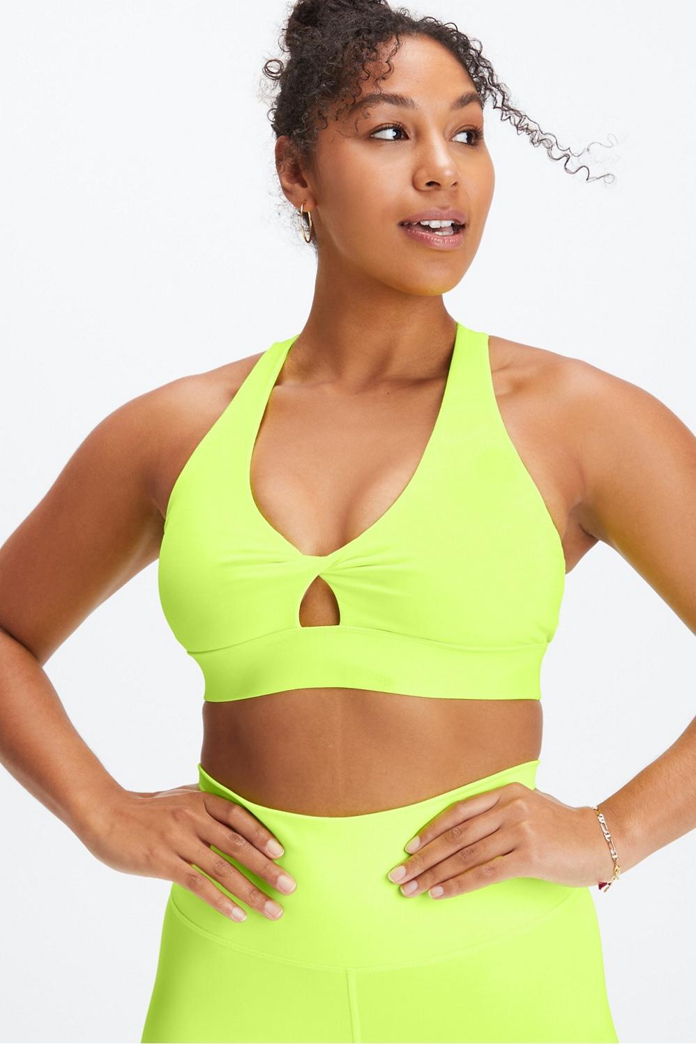 Fabletics Oasis Twist Sports Bra Womens yellow Size L Product Image