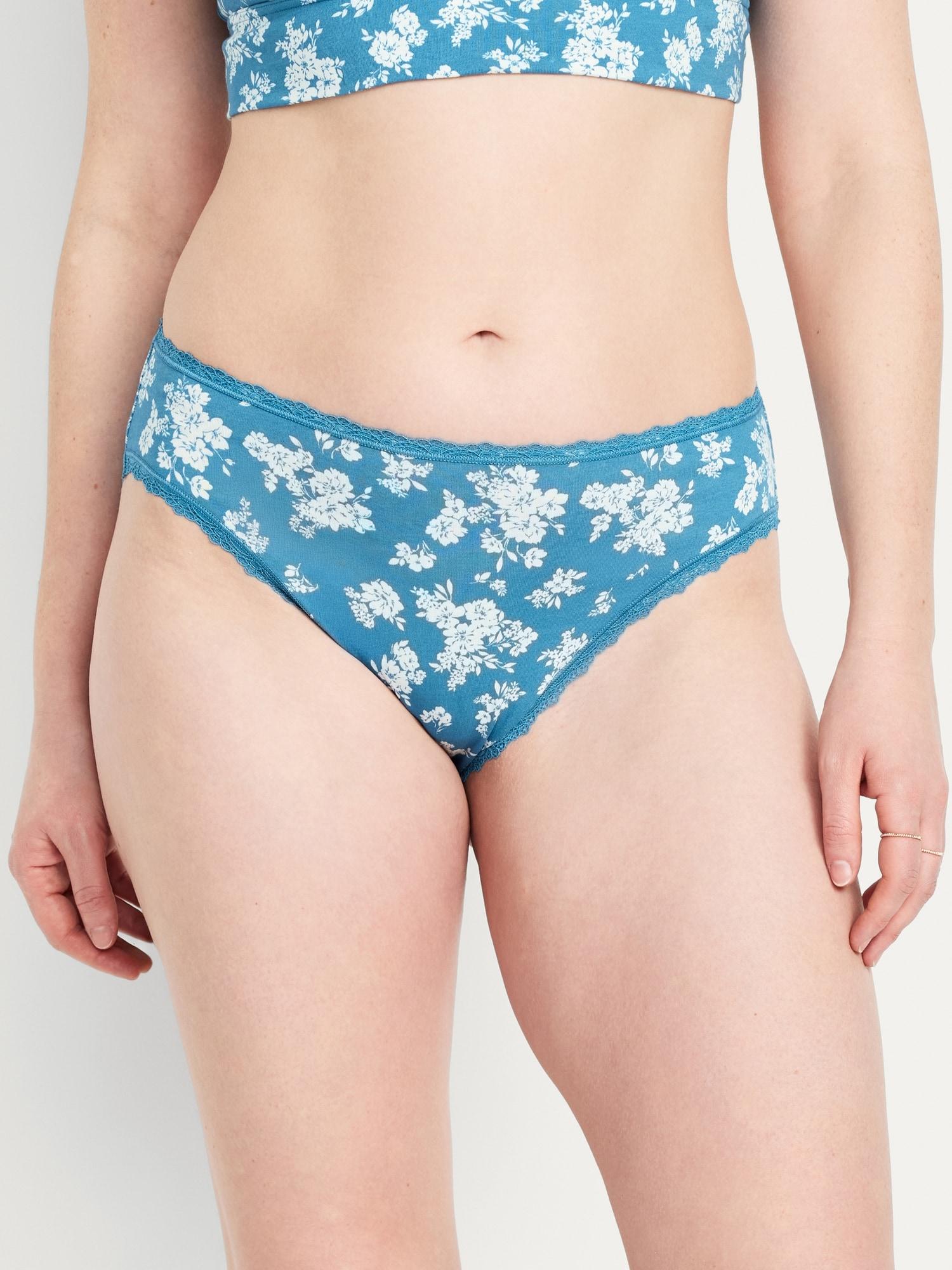 High-Waisted Lace-Trim Bikini Underwear Product Image