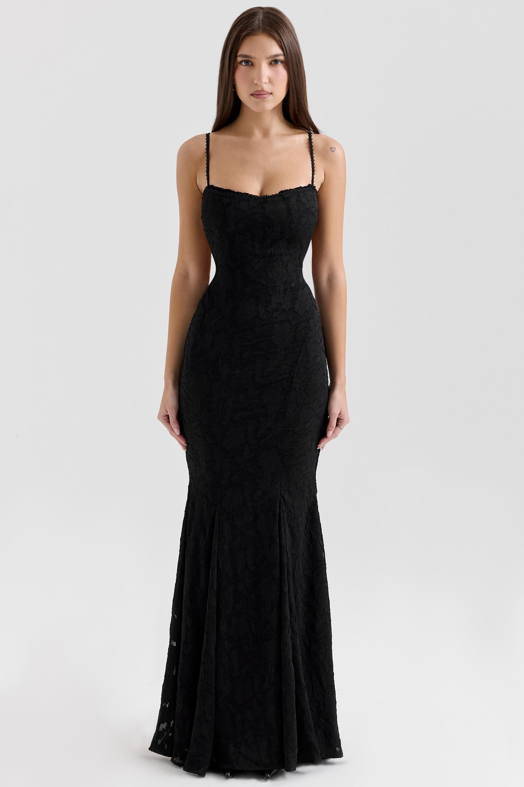 Joan  black lace maxi dress Product Image