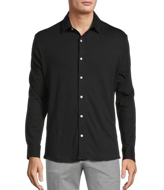 Hart Schaffner Marx State Street Essentials Long Sleeve Solid Albini Knit 4Flex Coatfront Shirt Product Image