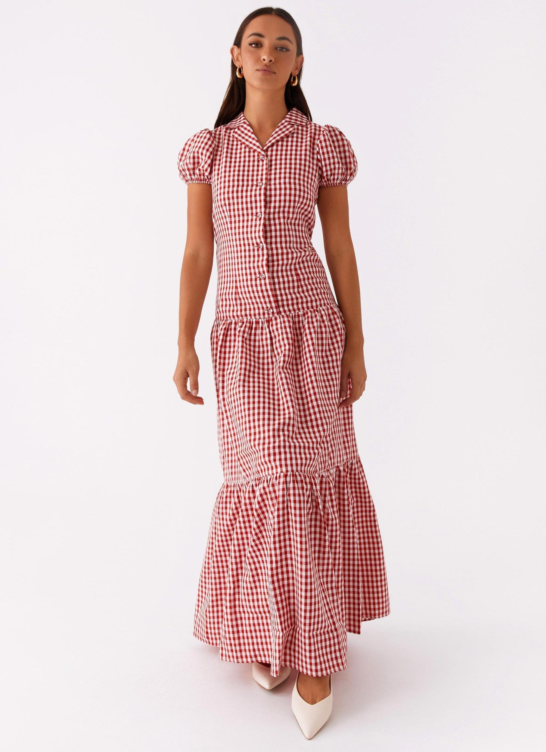 Verity Maxi Dress - Red Gingham Product Image