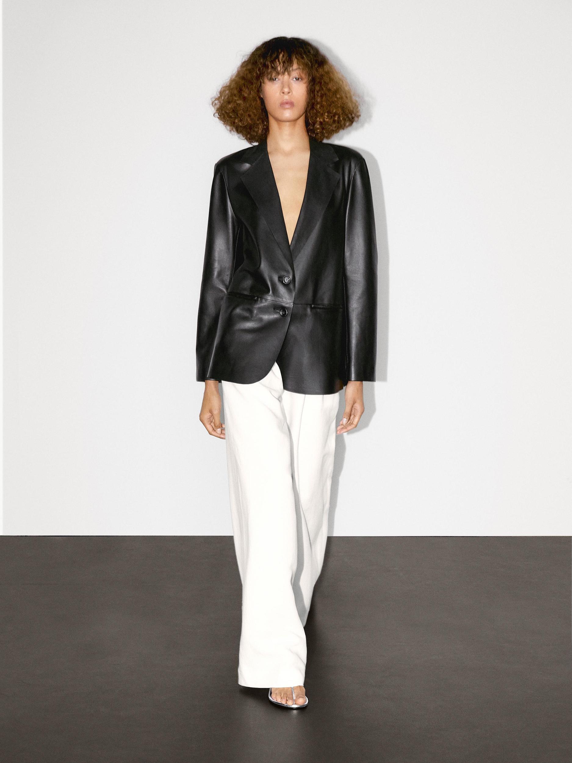 Flowing nappa leather blazer Product Image