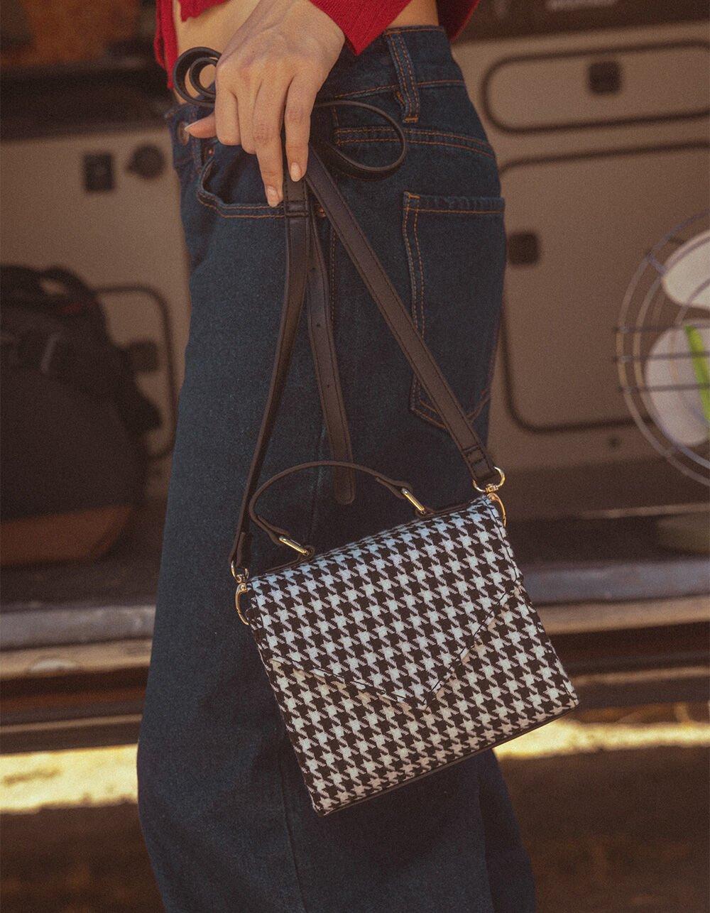 Houndstooth Swing Womens Crossbody Bag - BLACK/WHITE Product Image