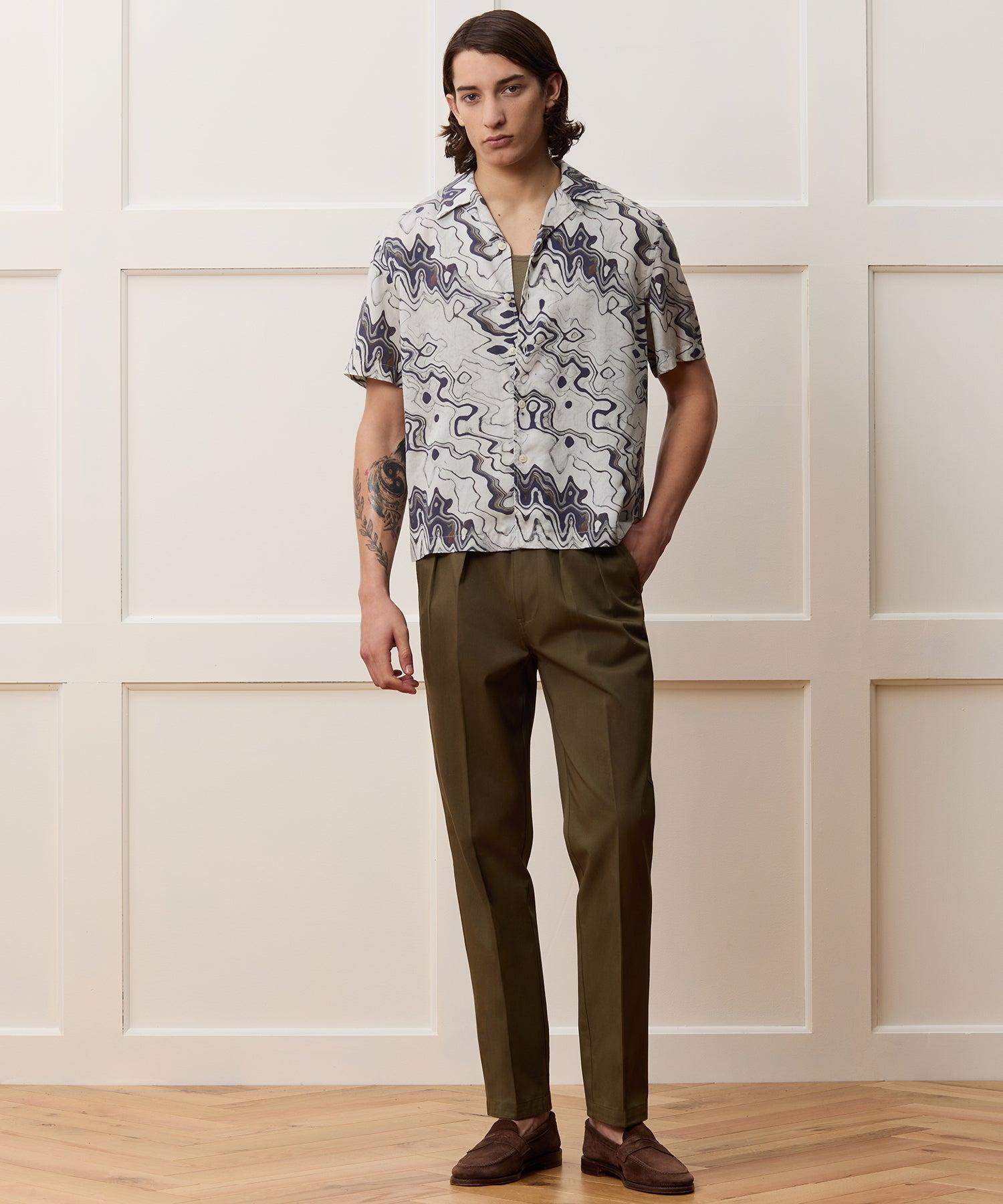 Cropped Rayon Camp Collar Shirt Product Image