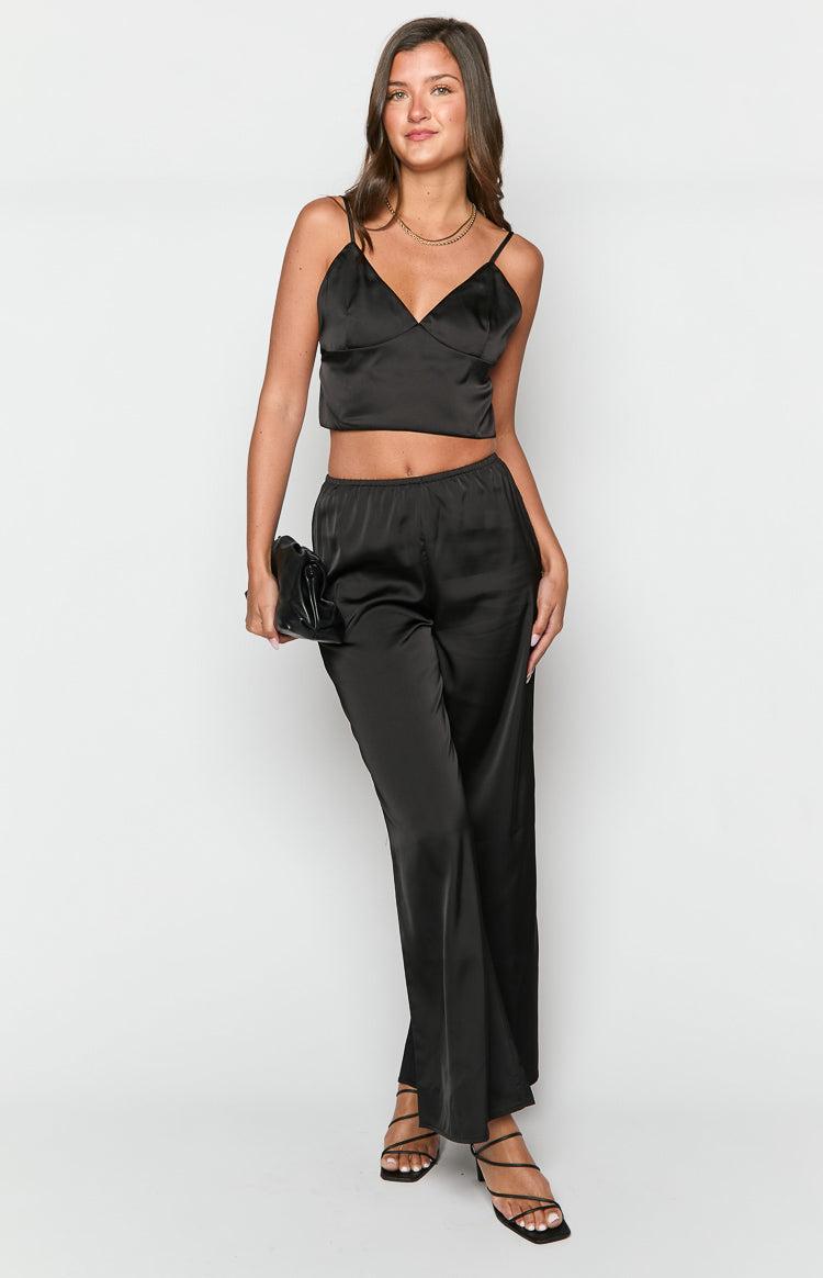 Bridget Black Satin Pants Product Image