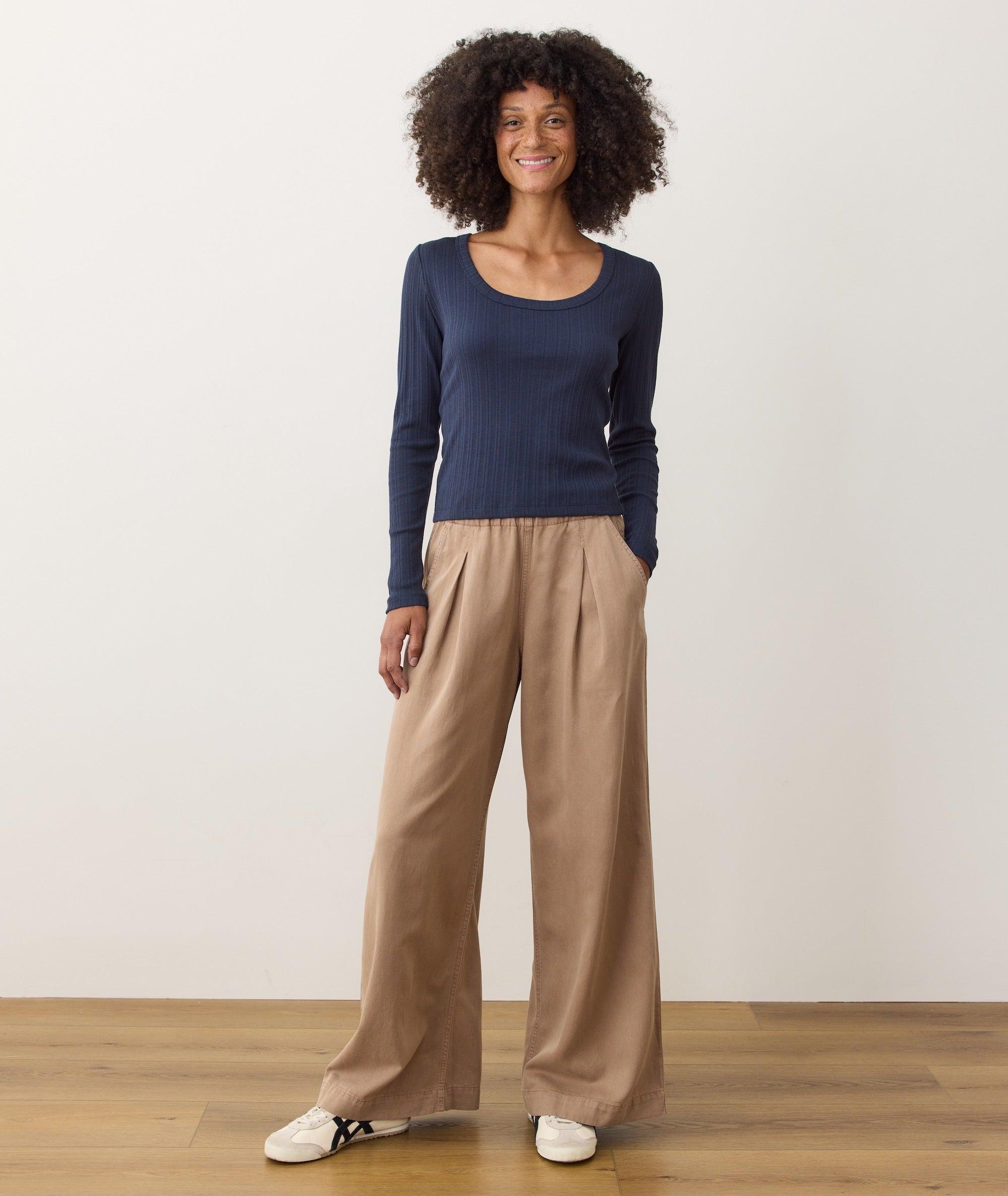 Lexi Rib Pointelle Longsleeve Scoop Tee Product Image