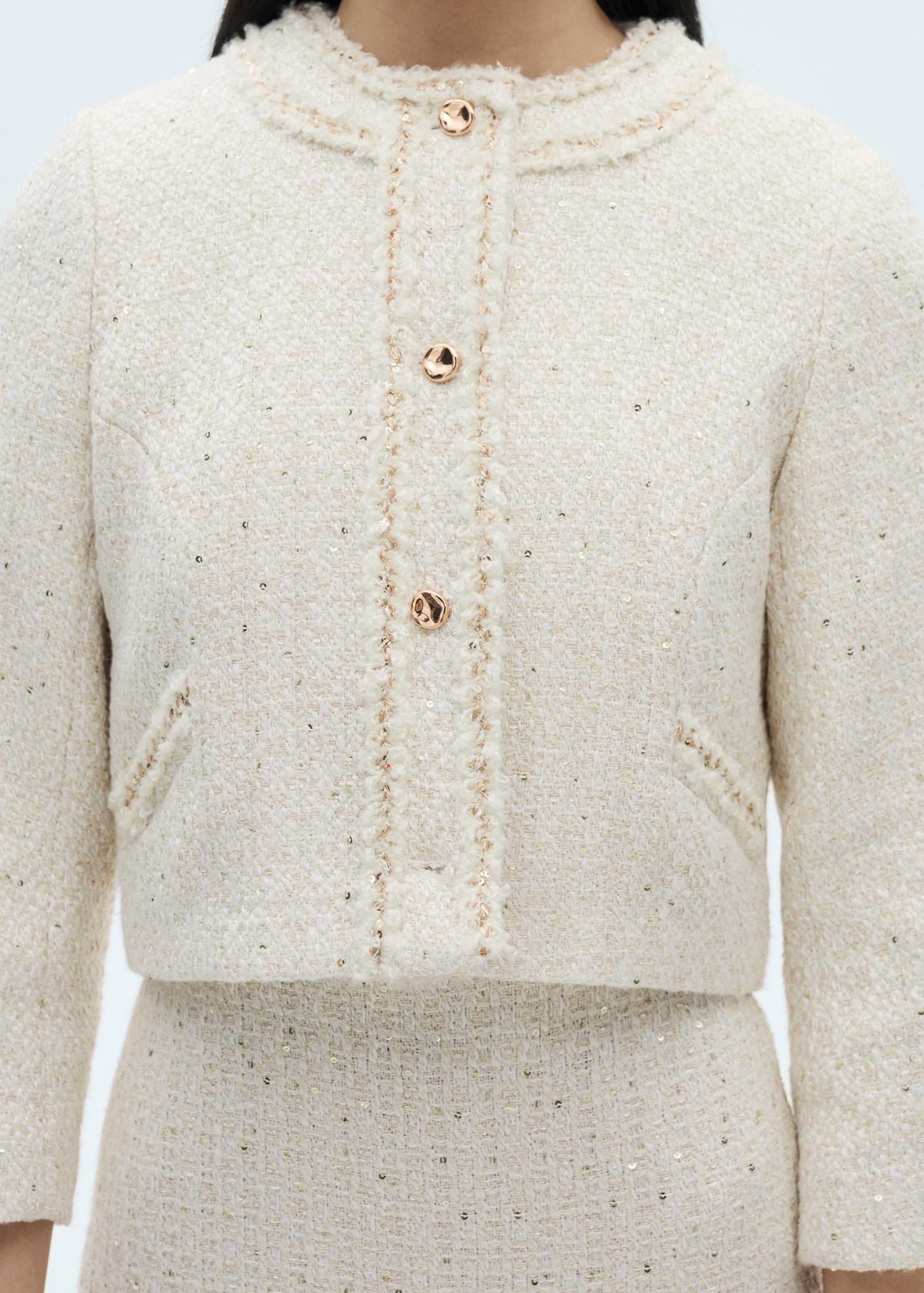 Tweed jacket with jewel buttons - Women | MANGO USA Product Image
