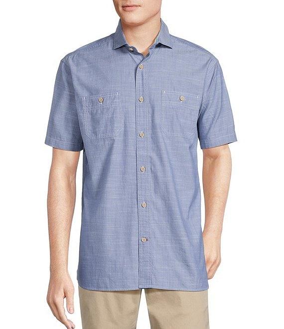 Cremieux Blue Label Solid Cotton Slub Short Sleeve Woven Shirt Product Image