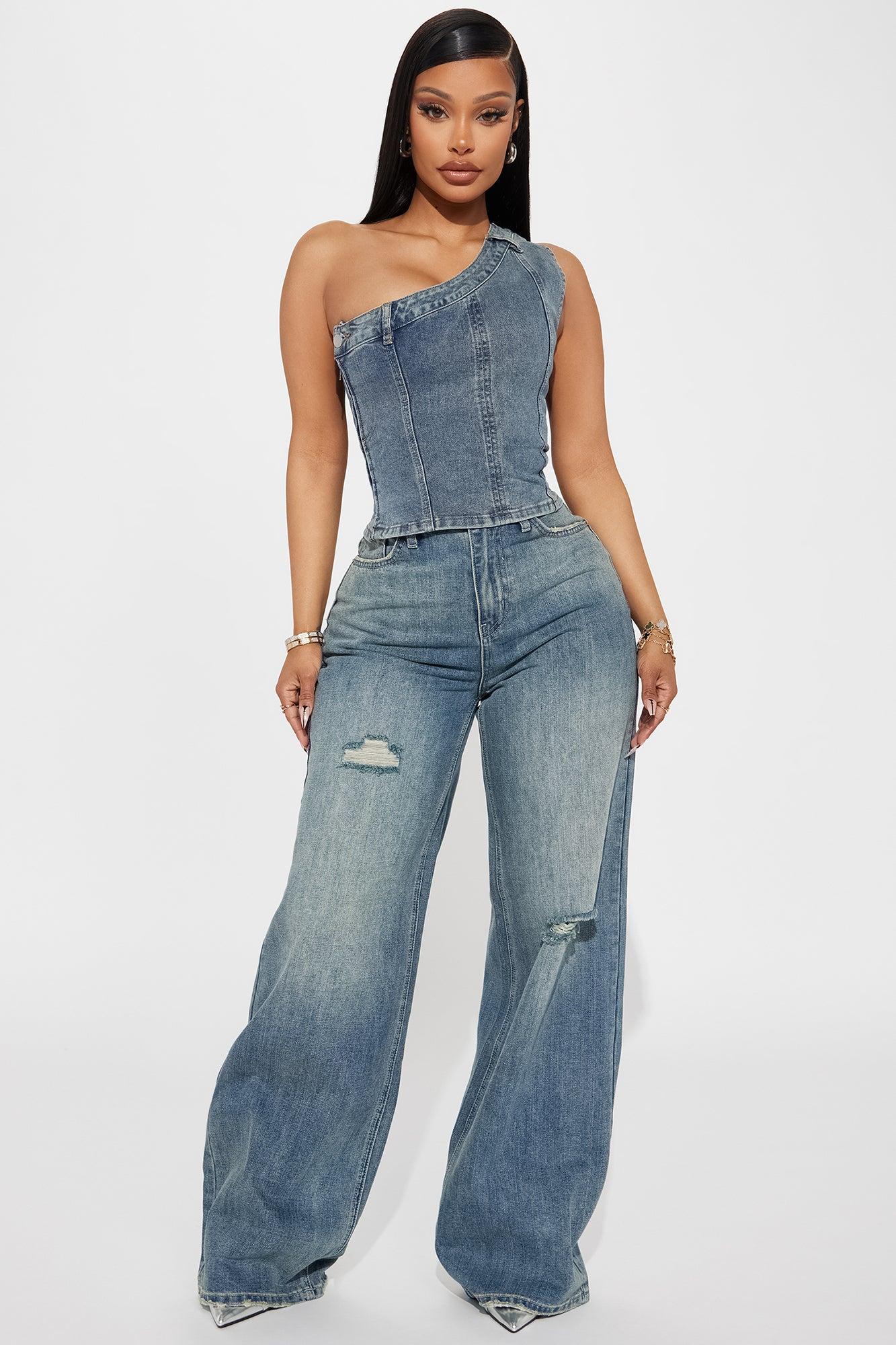 I'm Different Denim Top - Medium Wash Product Image