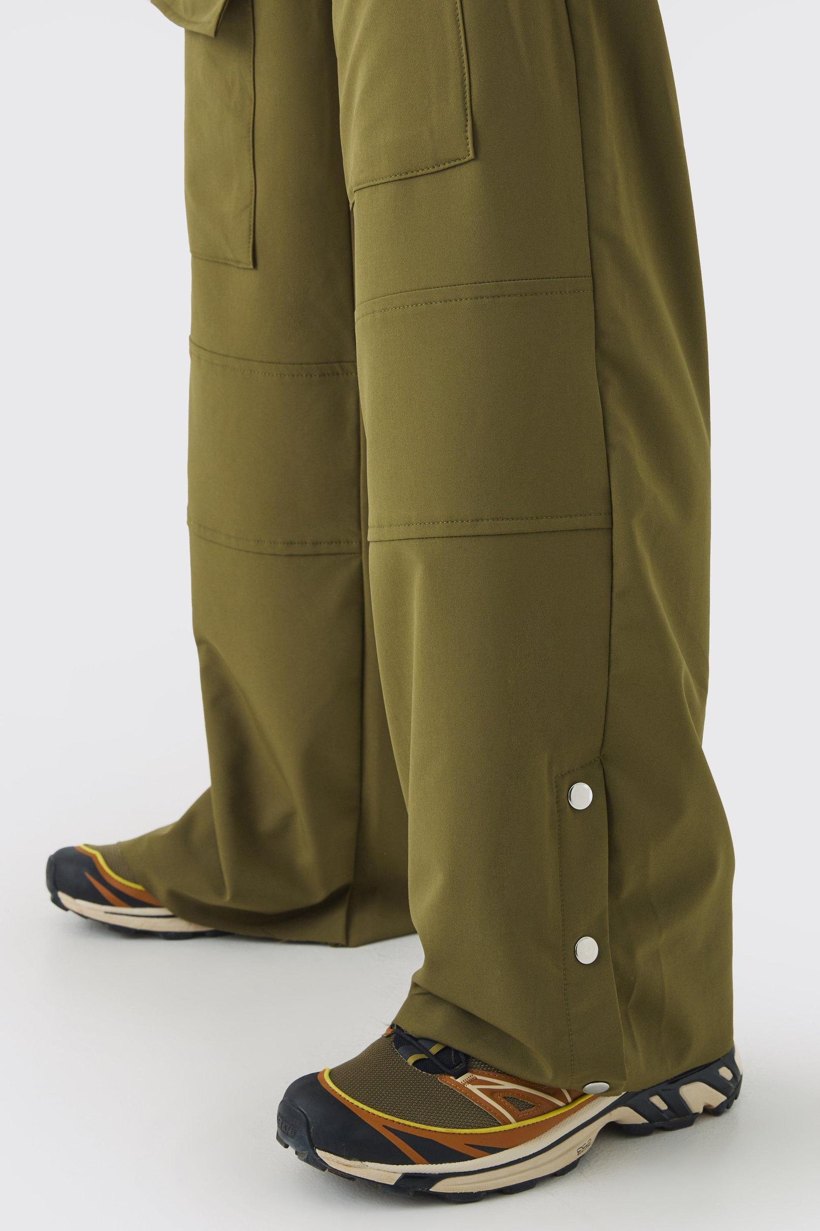 Elasticated Wide Leg Nylon Popper Hem Pants | boohooMAN USA Product Image