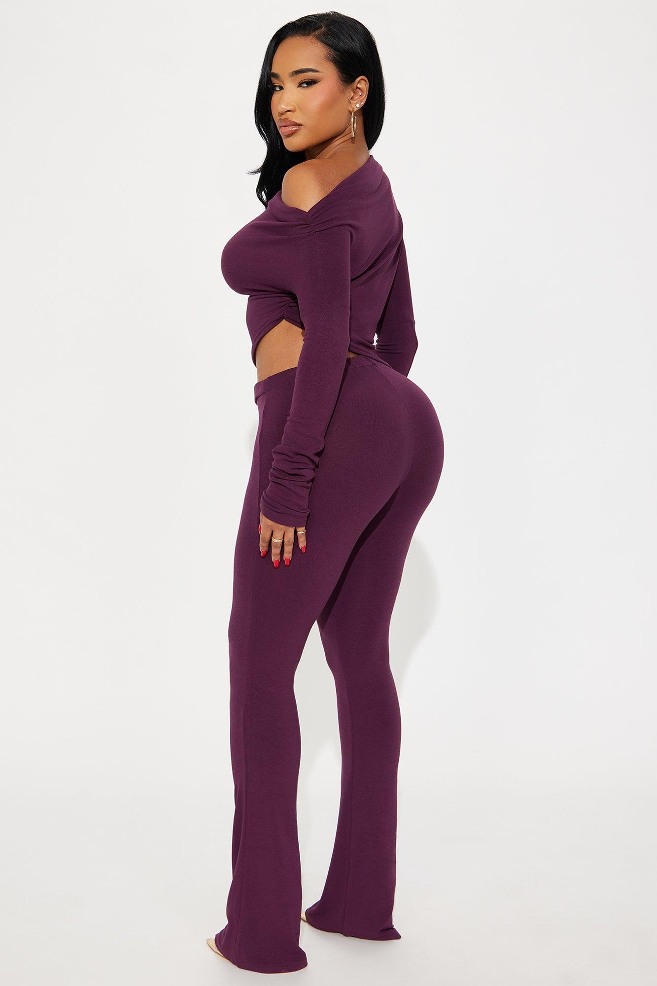 Avery Off Shoulder Pant Set - Plum Female Product Image