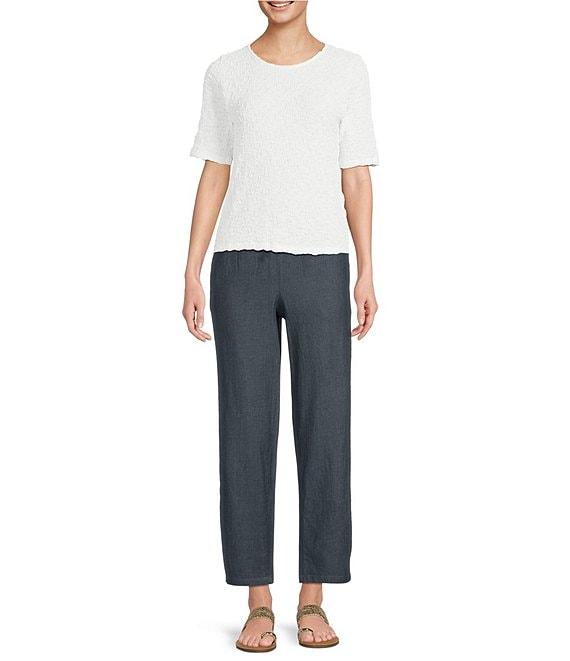 Eileen Fisher Organic Cotton Blend Bubble Jacquard Round Neck Short Sleeve Top Product Image