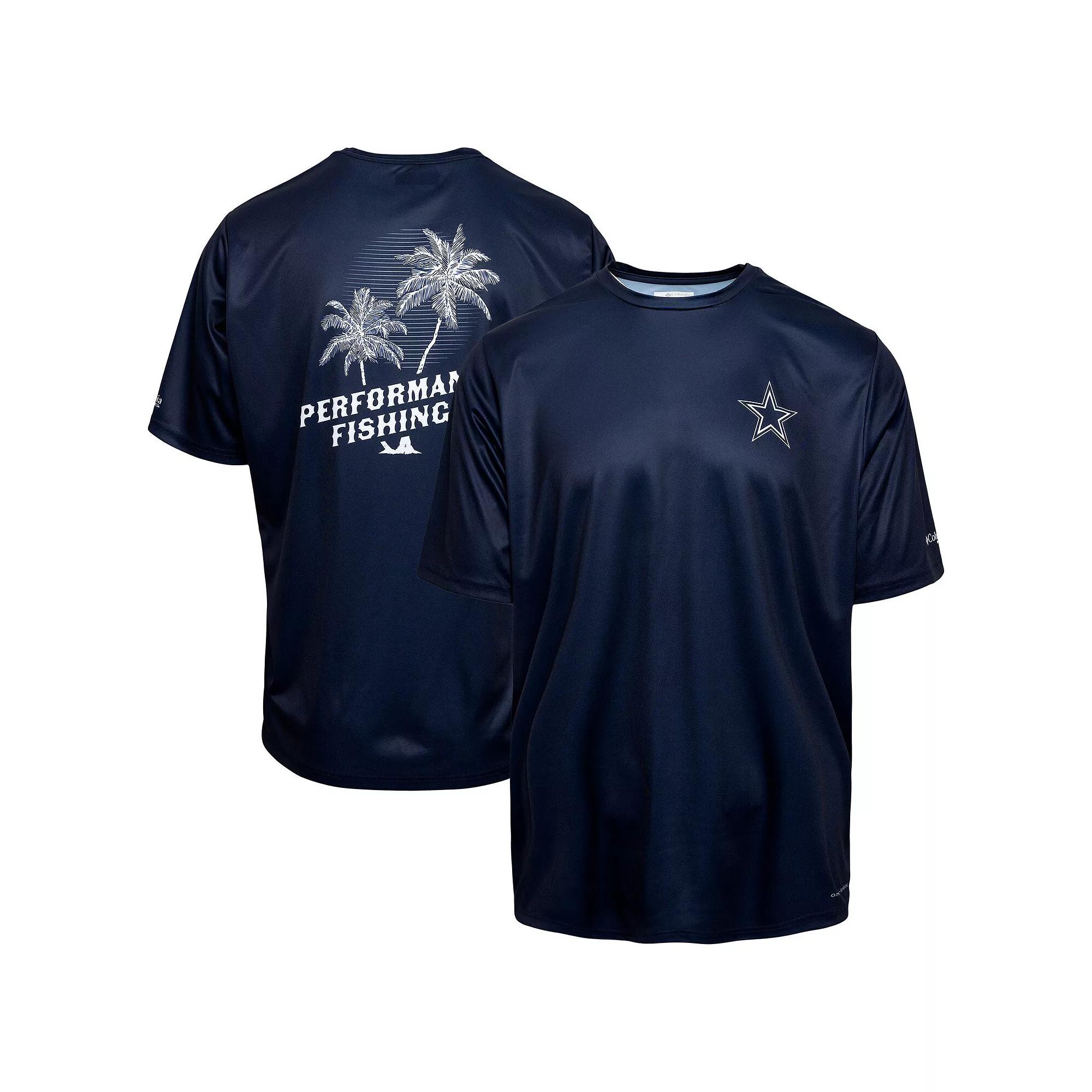 Men's Columbia Navy Dallas Cowboys Terminal Tackle Performance Fishing Omni-Shade T-Shirt,  Product Image