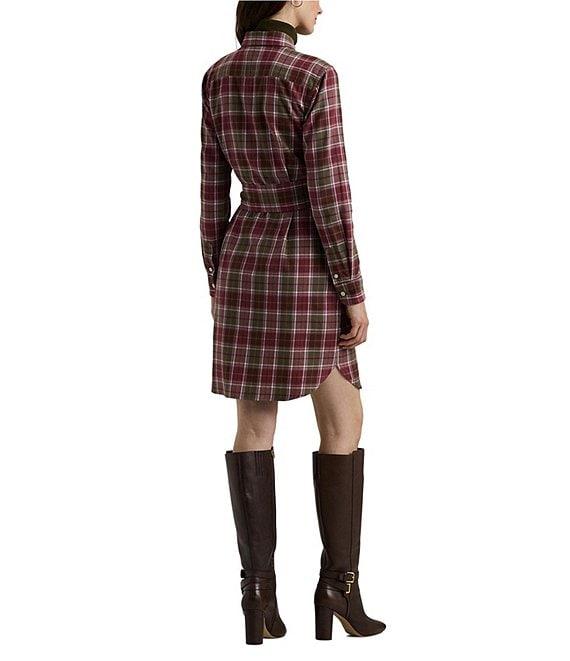 Lauren Ralph Lauren Checked Plaid Patch Pocket Belted Shirt Dress Product Image