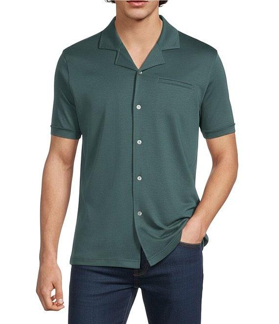 Murano Liquid Luxury Interlock Coat Front Short Sleeve Woven Shirt Product Image