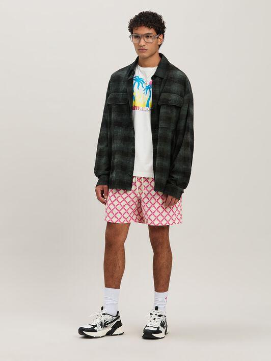 M CURVED LOGO CHECK SHIRT LS MILITARY GR Product Image