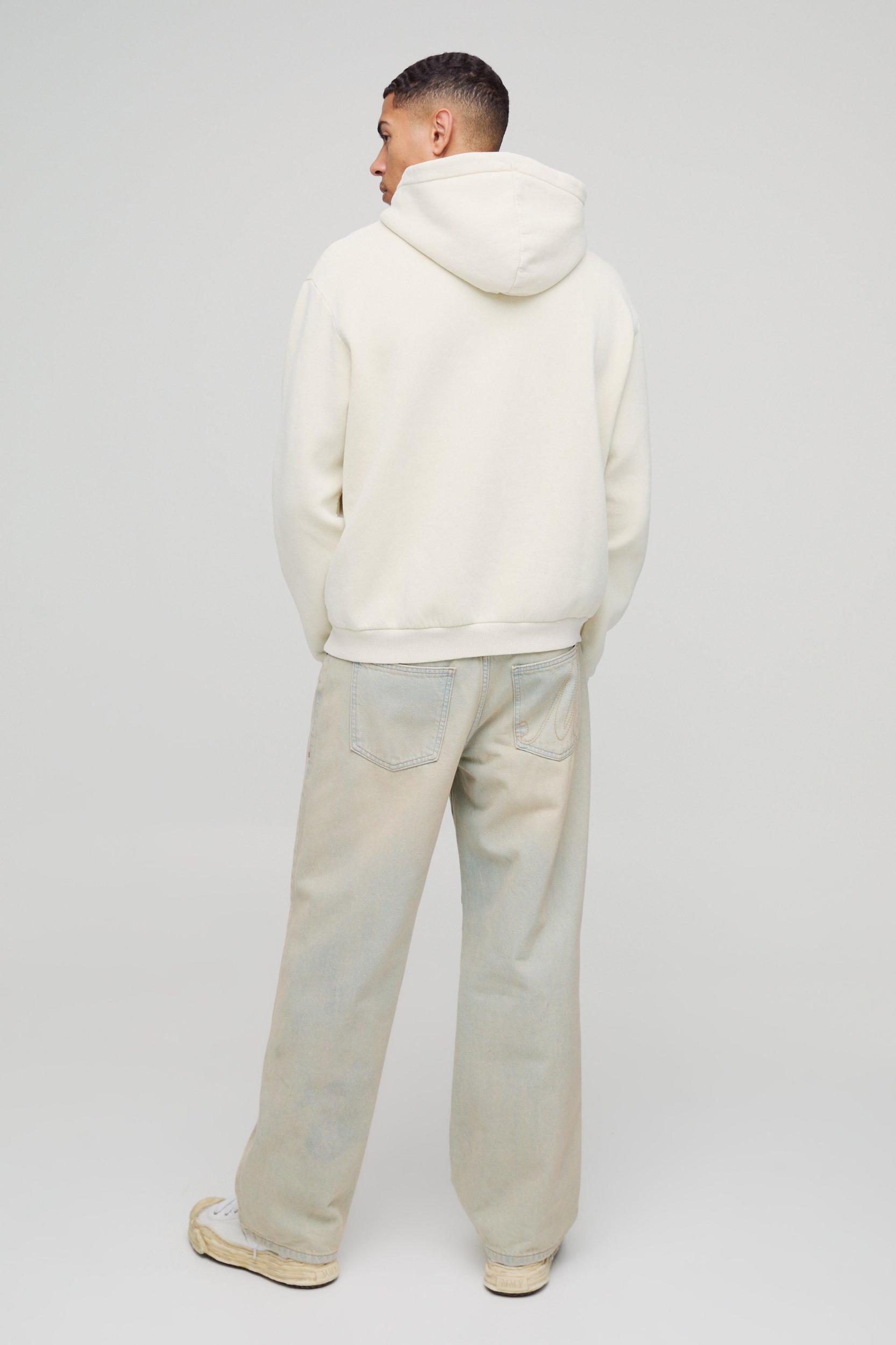 Oversized Boxy Quarter Zip Washed Hoodie | boohooMAN USA Product Image