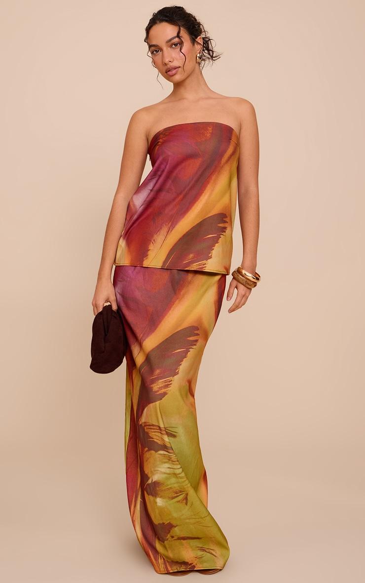  Multi Flower Print Woven Maxi Skirt Product Image