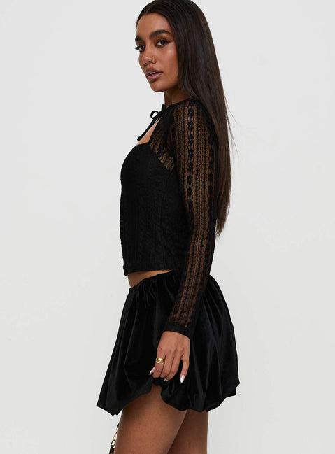 Georgiana Bubble Hem Mini Skirt Black Product Image