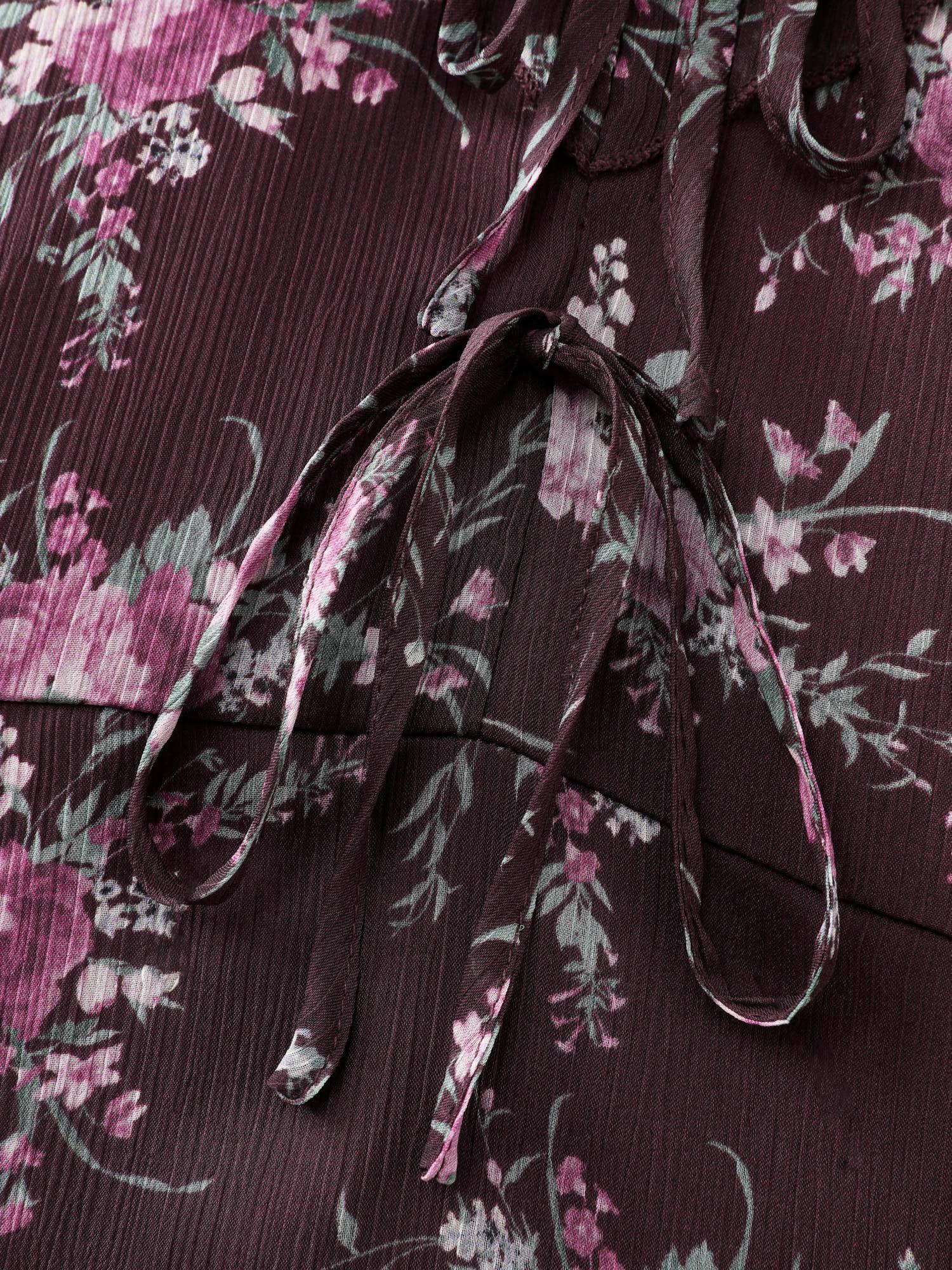 Romantic Floral Print Layered Ruffled Sleeve Blouse Female Product Image