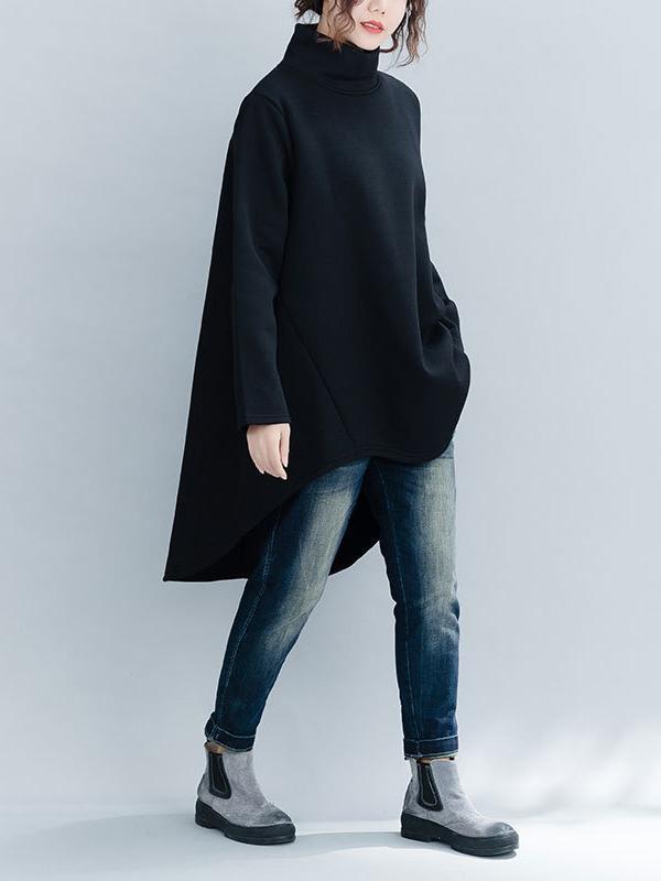 Loose Turtleneck Cropped Sweatshirt Product Image